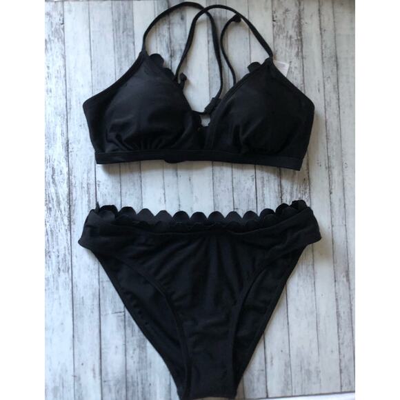 Cupshe two-piece bathing suit black size small - Picture 1 of 4